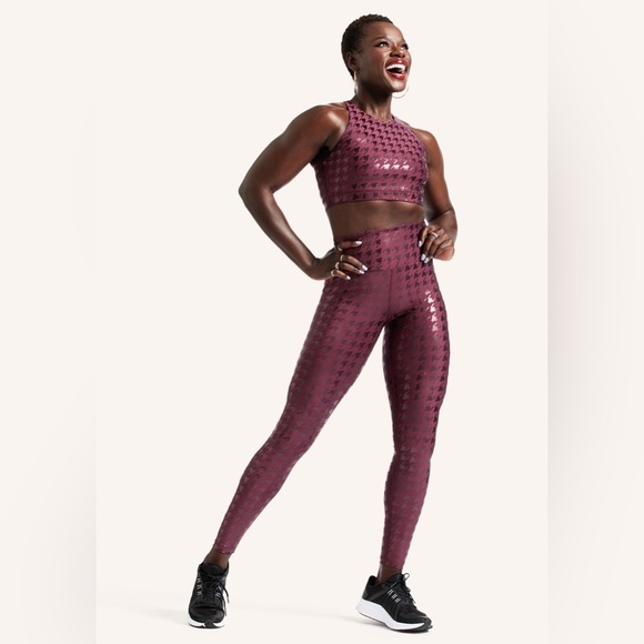 Peloton Purple Res Show Up Houndstooth Printed Legging Sizes L - Picture 15 of 15